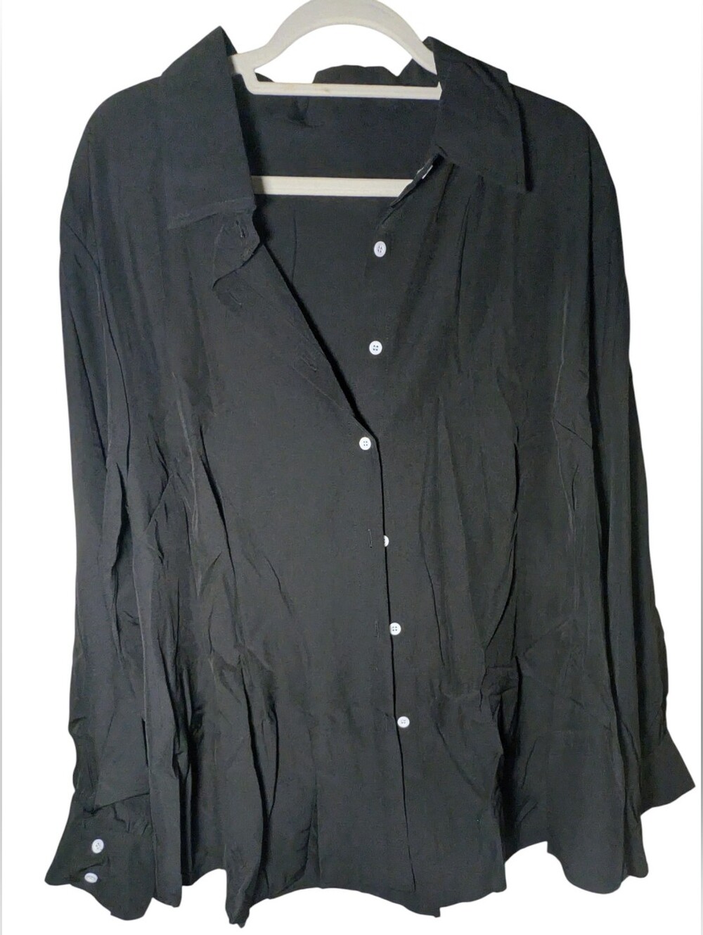 Black Long Sleeve Button Down Shirt Plus Size 4XL EUC